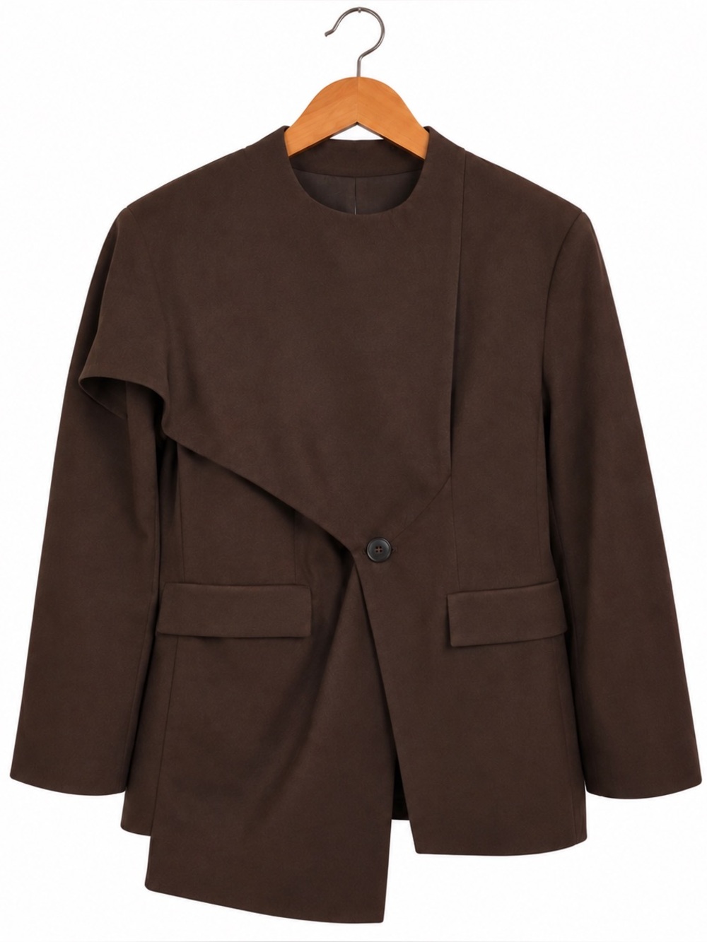 Muse Collection Brown Blazer with Built-In Scarf Wrap | S/M | NWT